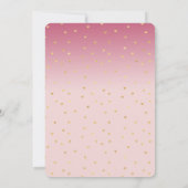 ゴールドハーツ ブラッシュピンク オンブレ ベビーシャワー 招待状 (裏面)
