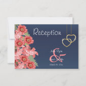 ゴールドハートとコーラルフラワーズ - レセプション 招待状 (正面)
