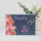 ゴールドハートとコーラルフラワーズ - レセプション 招待状 (スタンド正面)
