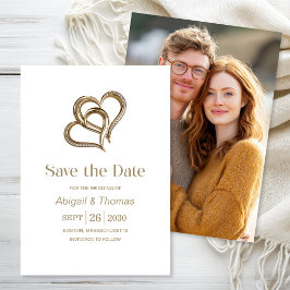 ゴールドハートとダイヤモンドの結婚式Save the Date セーブザデート