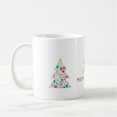 ゴールドハートと松の木のカラフルボール クリスマス コーヒーマグカップ (左)