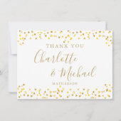 ゴールドハートのコンフェッティ シグネチャースクリプト ウェディング サンキューカード (正面)