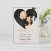 ゴールドハートの写真 ミニマリスト結婚式サンクスカード サンキューカード (スタンド正面)