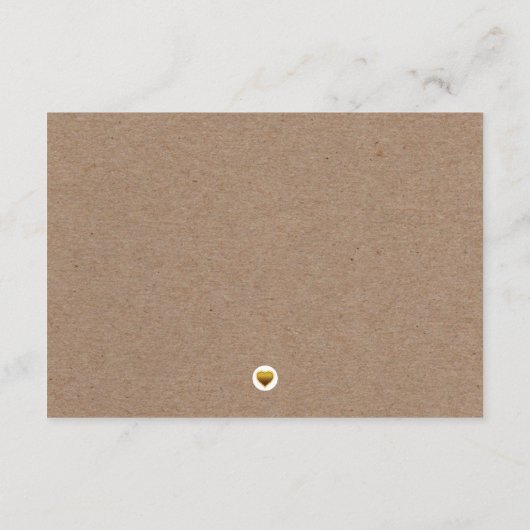 ゴールドハートの段ボールウェディング詳細挿入カード エンクロージャーカード (裏面)