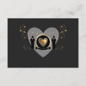 ゴールドハートの男性向けウェディング | 受付カード 招待状 (裏面)