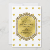 ゴールドハートの白い誕生日パーティー招待状 招待状 (正面)