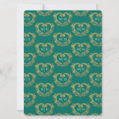 ゴールドハートの結婚式 ダークエメラルドグリーンとホワイト 招待状 (裏面)