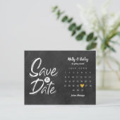 ゴールドハートの黒板カレンダー Save the Date ポストカード (スタンド正面)