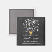 ゴールドハートの黒板 Save the Date マグネット (正面/裏面)