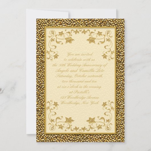 ゴールドハートの50周年招待状 招待状 (裏面)