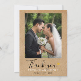 ゴールドハートスクリプト ラスティッククラフト 結婚式 写真 サンキューカード
