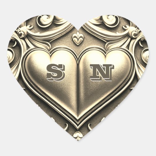 ゴールドハートモノグラム ハートシール (正面)