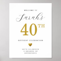 ゴールドハート40歳の誕生日ウェルカムサイン