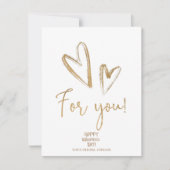 ゴールドハート ハッピー バレンタインデー ノートカード (正面)