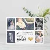 ゴールドハート | 結婚写真 | 愛と感謝のスクリプト サンキューカード (スタンド正面)