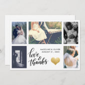 ゴールドハート | 結婚写真 | 愛と感謝のスクリプト サンキューカード (正面/裏面)