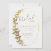 ゴールドバタフライ エレガント ボーホ フレーム ブライダルシャワー 招待状 (正面)