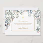 ゴールドバプテスマキリスト教徒写真葉緑ゴールド サンキューカード (正面)