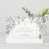 ゴールドバプテスマキリスト教徒写真葉緑ゴールド サンキューカード (スタンド正面)