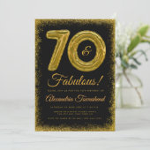 ゴールドバルーンで70才お誕生日おめでとう 招待状 (スタンド正面)