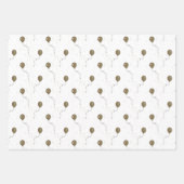 ゴールドバルーンとスパークリーな空のウェディング ラッピングペーパーシート (正面2)