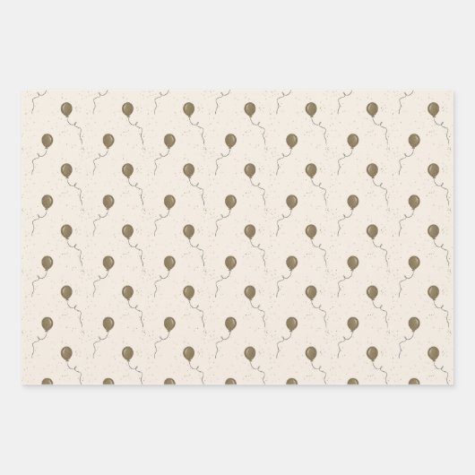 ゴールドバルーンとスパークリーな空のウェディング ラッピングペーパーシート (正面)