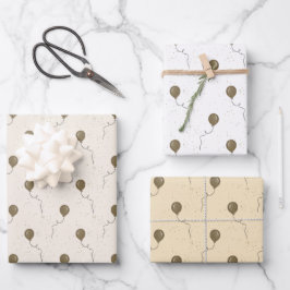 ゴールドバルーンとスパークリーな空のウェディング ラッピングペーパーシート