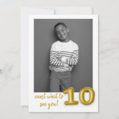 ゴールドバルーン10歳誕生日写真招待状 招待状 (裏面)