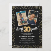 ゴールドバルーン2枚の写真 30歳の誕生日 招待状 (正面)
