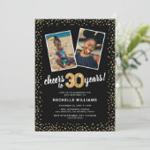 ゴールドバルーン2枚の写真 30歳の誕生日 招待状 (スタンド正面)