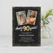 ゴールドバルーン2枚の写真 90歳の誕生日 招待状 (スタンド正面)