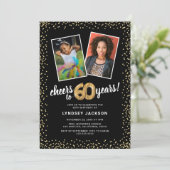 ゴールドバルーン2 フォト 60歳の誕生日 招待状 (スタンド正面)