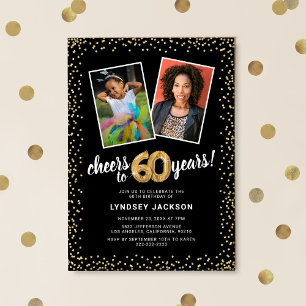 ゴールドバルーン2 フォト 60歳の誕生日 招待状