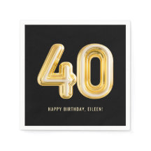 ゴールドバルーン40歳の誕生日パーティーナプキン