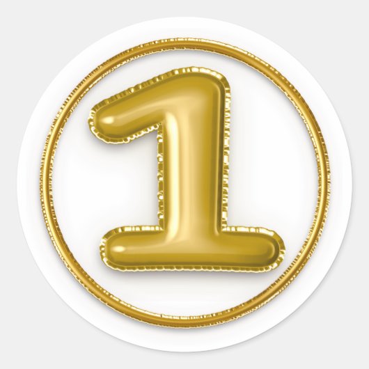ゴールドバルーン ナンバー1 ラウンドステッカー ラウンドシール (正面)