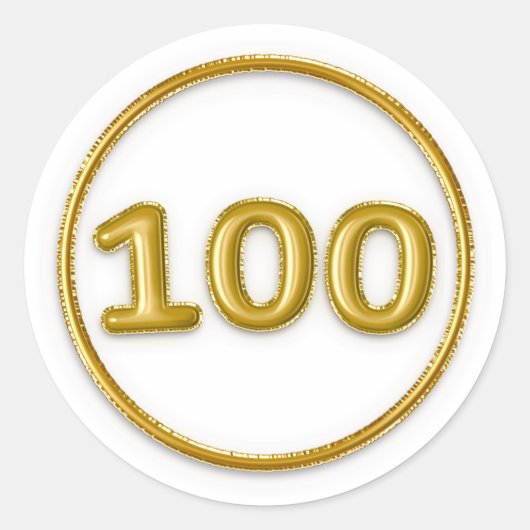 ゴールドバルーン ナンバー 100 ラウンドステッカー ラウンドシール (正面)
