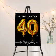 ゴールドバルーン ブラック 40歳の誕生日パーティー