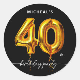 ゴールドバルーン ブラック 40歳の誕生日 ラウンドシール
