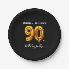 ゴールドバルーン ブラック 90歳の誕生日パーティー ペーパープレート