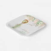 ゴールドバルーン ユーカリ グリッター ベビーシャワー ペーパープレート (傾斜あり)