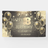 ゴールドバルーン 星 ギター ドリップ 18歳の誕生日 横断幕 (横)