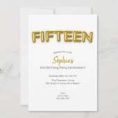 ゴールドバルーン 15歳の誕生日写真招待状 招待状 (正面)