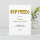 ゴールドバルーン 15歳の誕生日写真招待状 招待状 (スタンド正面)