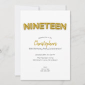 ゴールドバルーン 19歳誕生日写真招待状 招待状 (正面)