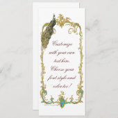 ゴールドバロックフレームの孔雀の招待状カード 招待状 (正面/裏面)