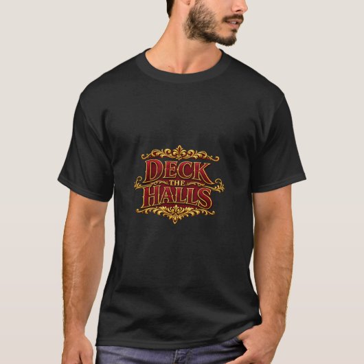 ゴールドバーガンディデッキザホールズクリスマス Tシャツ (正面)