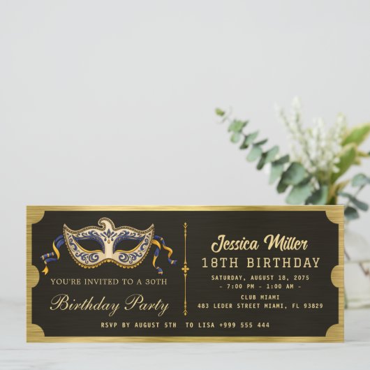 ゴールドバースデーパーティー招待状 招待状 (スタンド正面)