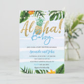 ゴールドパイナップルアロハベイビーシャワー招待状 招待状 (スタンド正面)