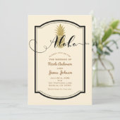 ゴールドパイナップルクリーム＆ブラックトロピカルウェディング 招待状 (スタンド正面)