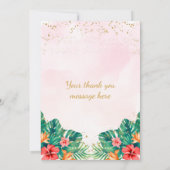 ゴールドパイナップルグリッター ピンク フラワーブライダルシャワー サンキューカード (裏面)